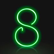 3d green neon light number 8