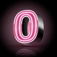 3d pink neon light number 0