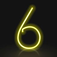 3d yellow neon light number 6