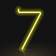 3d yellow neon light number 7