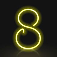 3d yellow neon light number 8