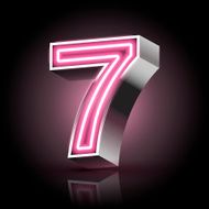 3d pink neon light number 7