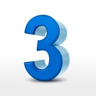 3d blue number 3