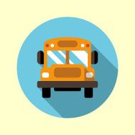 School bus icon Flat long shadow design