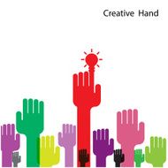 Creative light bulb and hand icon abstract vector design
