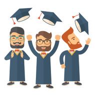 Three men throwing graduation cap N3
