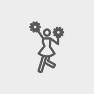Cheerleader with pom thin line icon N2