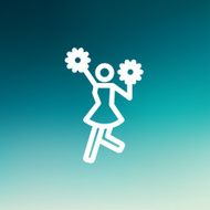 Cheerleader with pom thin line icon N3