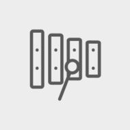 Xylophone with mallets thin line icon
