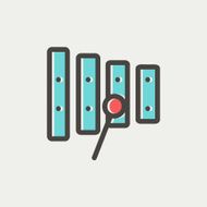 Xylophone with mallets thin line icon N3