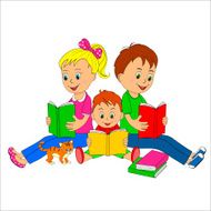 children girl and boys read the book N2