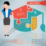 Hat of education puzzle woman infographic on clean background