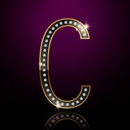 3d elegant diamond letter C