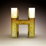 3d golden sequins letter H