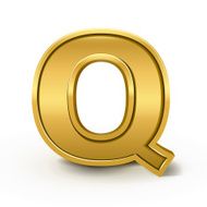 3d bright golden letter Q