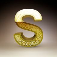 3d golden sequins letter S