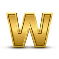 3d bright golden letter W
