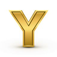 3d bright golden letter Y