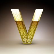 3d golden sequins letter V