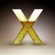 3d golden sequins letter X