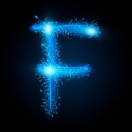 3d blue sparkler firework letter F