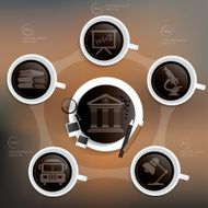 Education info graphic design coffee button concept clean vector