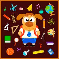Back to school seamless background with dog