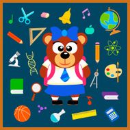 Back to school seamless background with bear