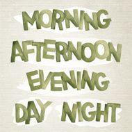 Vector watercolor time of day words