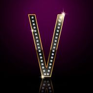3d elegant diamond letter V