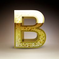 3d golden sequins letter B