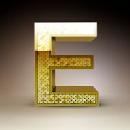 3d golden sequins letter E