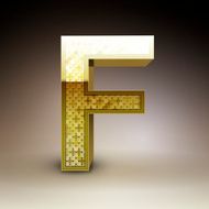 3d golden sequins letter F