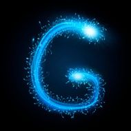 3d blue sparkler firework letter G