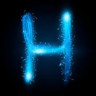 3d blue sparkler firework letter H