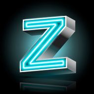 3d blue neon light letter Z