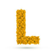 3d yellow leaves alphabet L