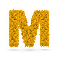 3d yellow leaves alphabet M