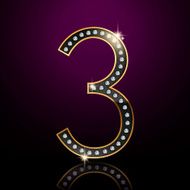 3d elegant diamond number 3