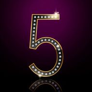 3d elegant diamond number 5