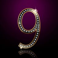 3d elegant diamond number 9