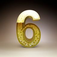 3d golden sequins number 6