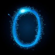3d blue sparkler firework letter O