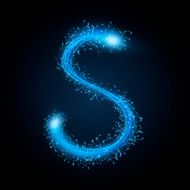 3d blue sparkler firework letter S