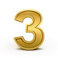 3d bright golden number 3