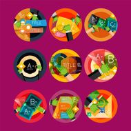 Set of flat design circle option infographics concepts N9