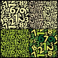 Set of Four Seamless Backgrounds With Numbers Pattern