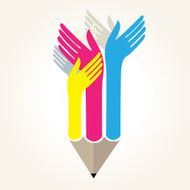 pencil with hands - educational concept