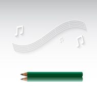 vector of pencil with music note and staff line