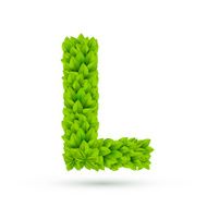 3d green leaves alphabet L